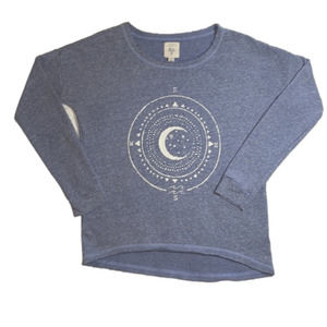 Billabong High Low Raw Hem Lightweight Sweatshirt M Faded Compass Moon